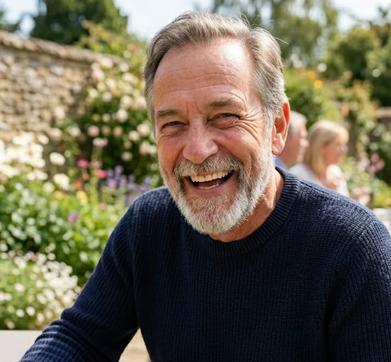 A man in a garden
