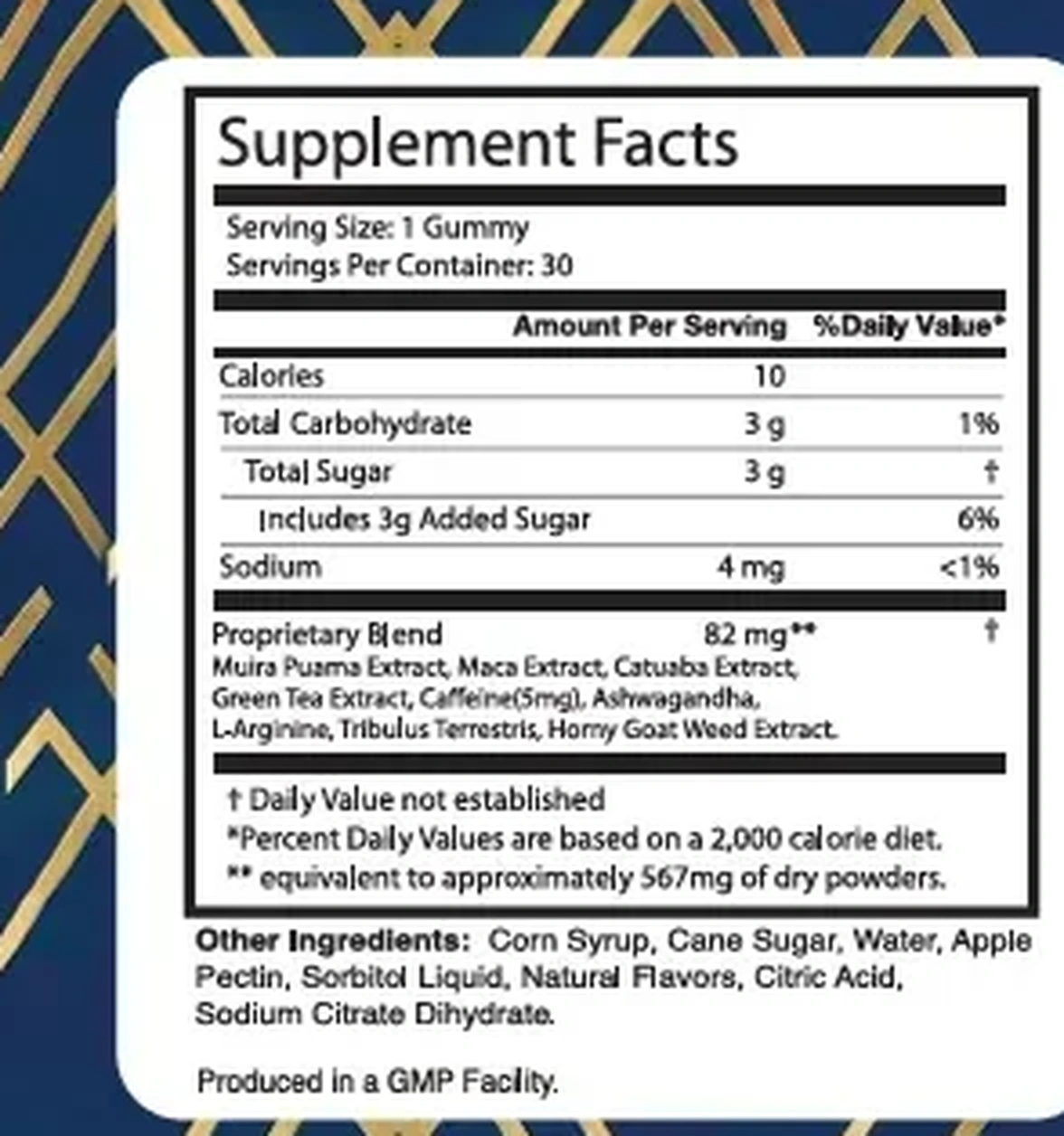 Jellyfil Supplement Facts panel on the back of the bottle